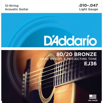 Encordado DAddario EJ36 80-20 Bronce Guitarra Acustica 12 Cu-1794
