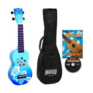 Ukelele Soprano Mahalo MD1HBBUB Designer Hibiscus Azul