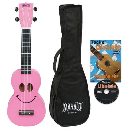 Ukelele Soprano Mahalo Sonrisa Rosa + Funda + Metodo